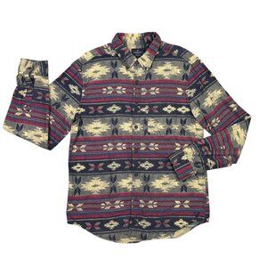 American Eagle AE Aztec Shirt Mens L Button Down Western Southwest Rodeo Pocket